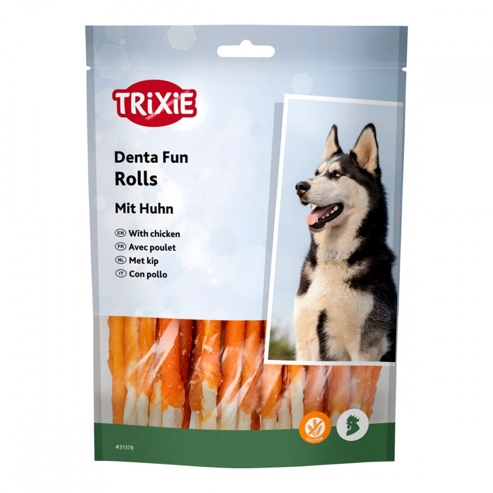 Ласощі Trixie Denta Fun Chicken Chewing Rolls для собак Паличка для чищення зубів з куркою 12 см 240 г 30 шт