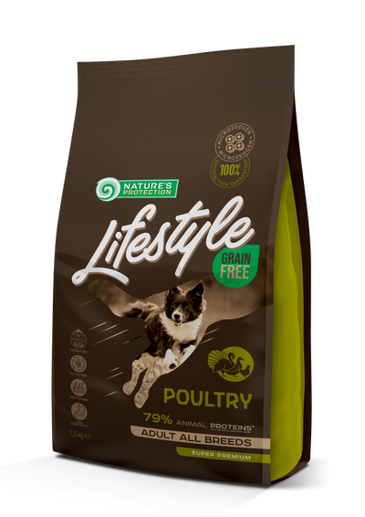 Nature's Protection Lifestyle Grain Free Poultry Adult All Breeds Сухий беззерновий корм для собак усіх порід з м'ясом п