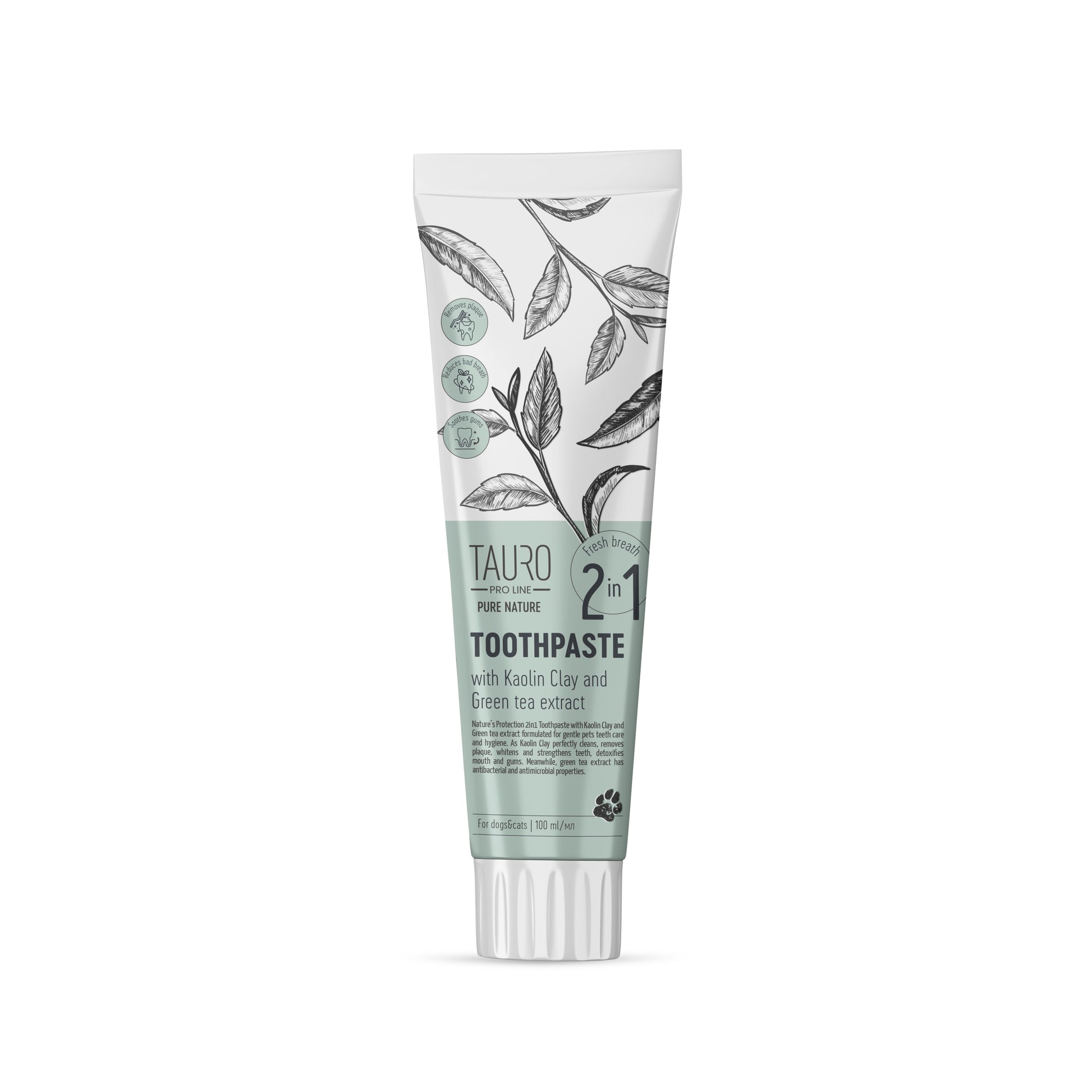 Tauro Pro Line Pure Nature 2in1 Антибактеріальна зубна паста з каоліном, цеолітом та екстрактом зеленого чаю для собак і
