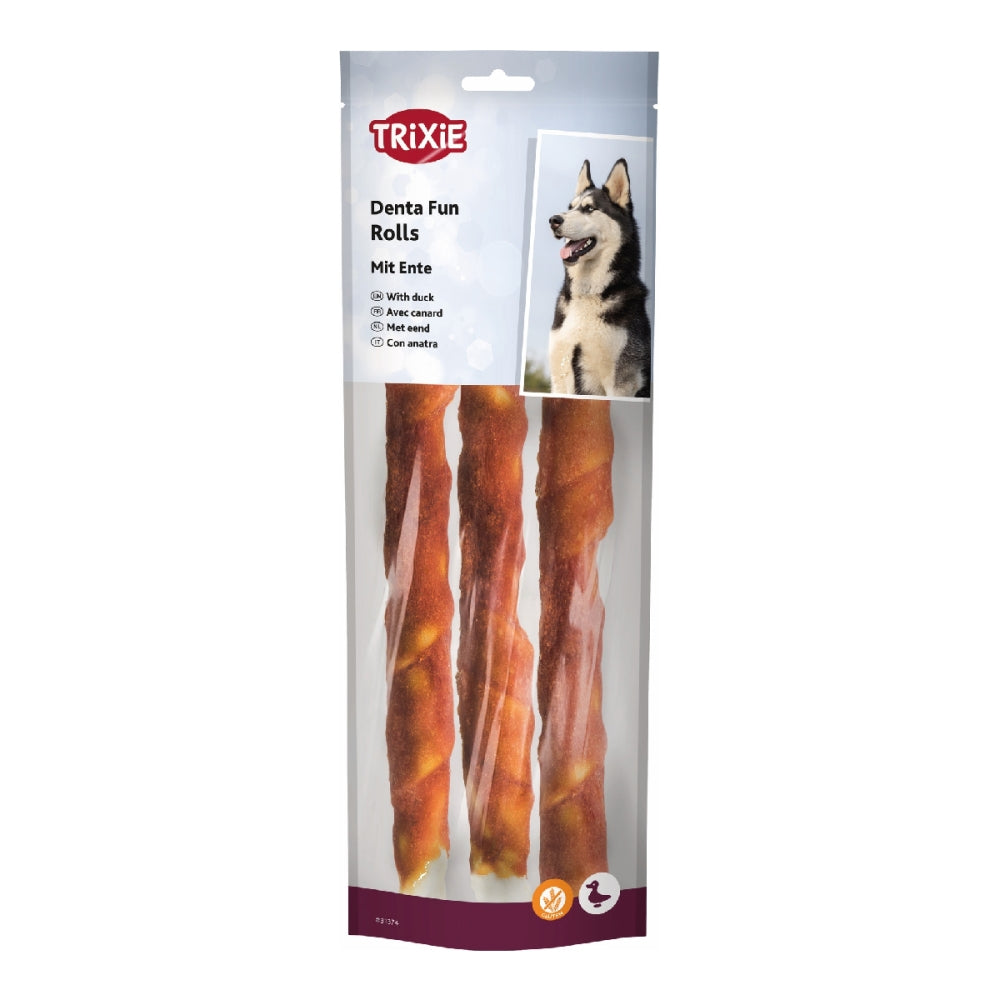 Ласощі Trixie Denta Fun Rolls with Duck для собак Паличка для чищення зубів з качкою 28 см 250 г 3 шт
