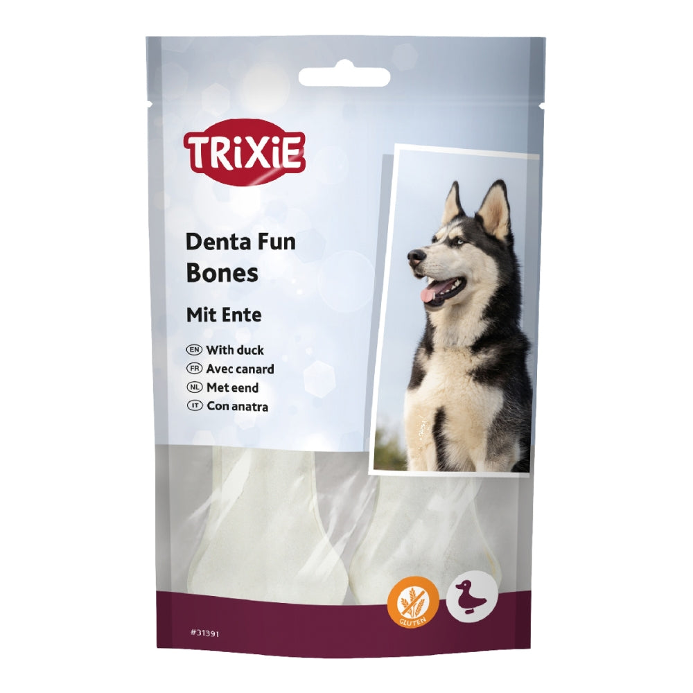 Ласощі Trixie Denta Fun Duck Chewing Bones для собак Кісточка для чищення зубів з качкою 12 см 120 г/2 шт