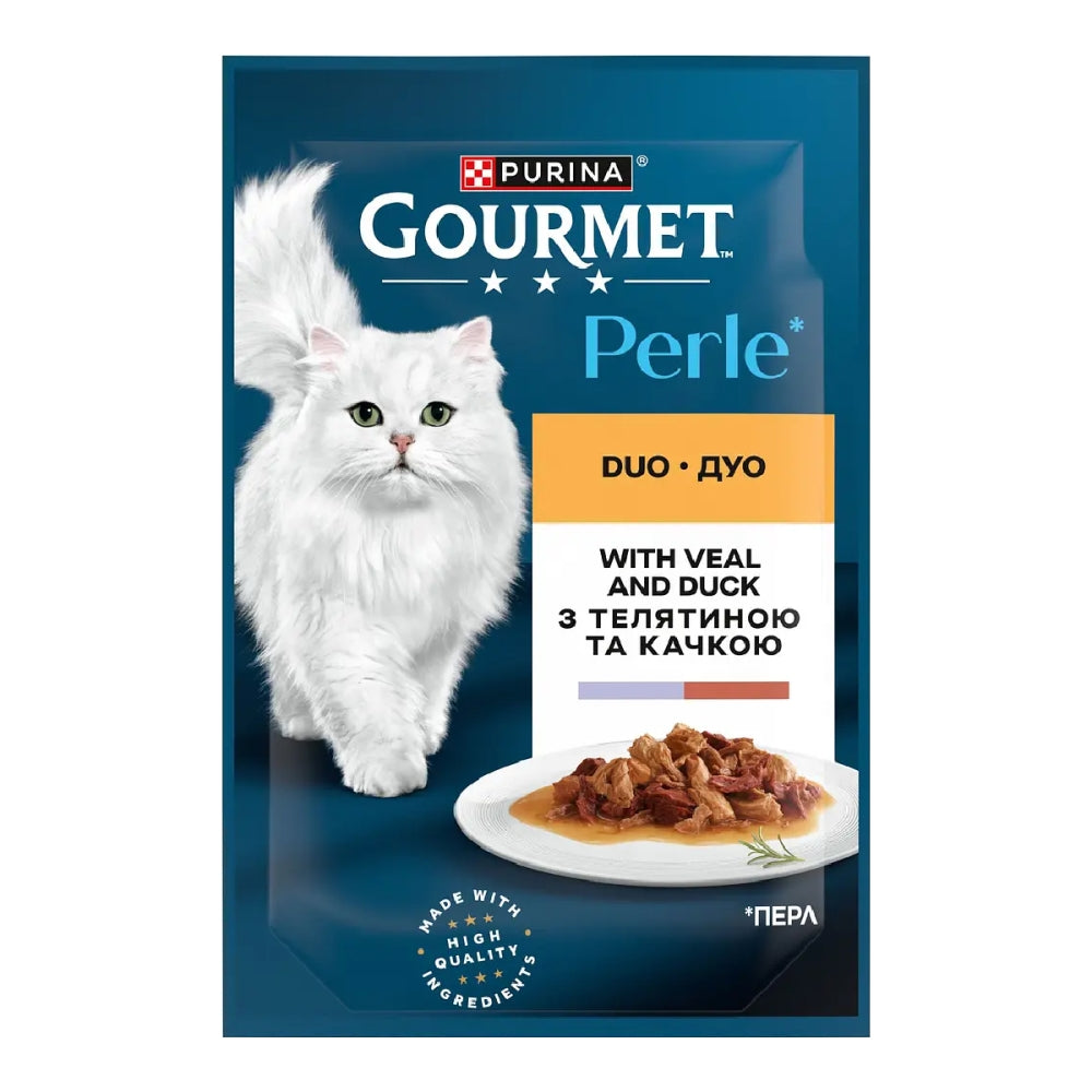 Gourmet Perle, З телятиною, качкою в підл, консерва 26×85 г