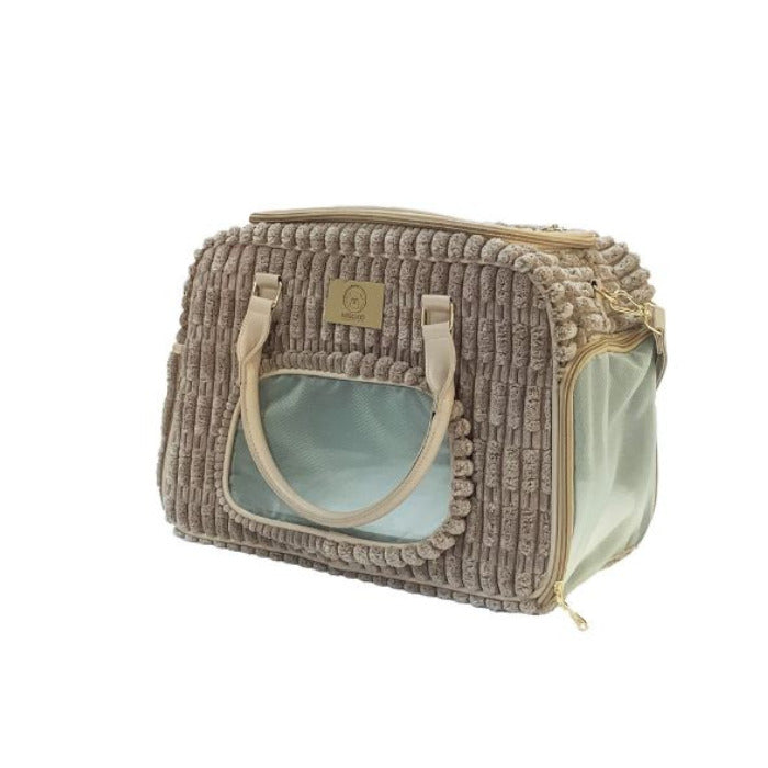 MISOKO Дорожня сумка для домашніх тварин, 41.5 x 23 x 28 см, світло-коричнева