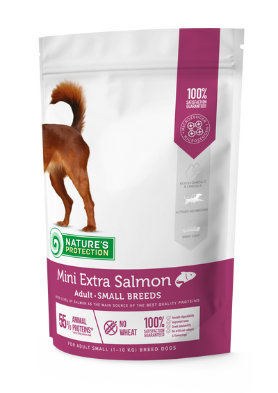 Nature's Protection Mini Extra Salmon Adult Small Breeds Сухий корм для дорослих собак малих порід з лососем, 500 г
