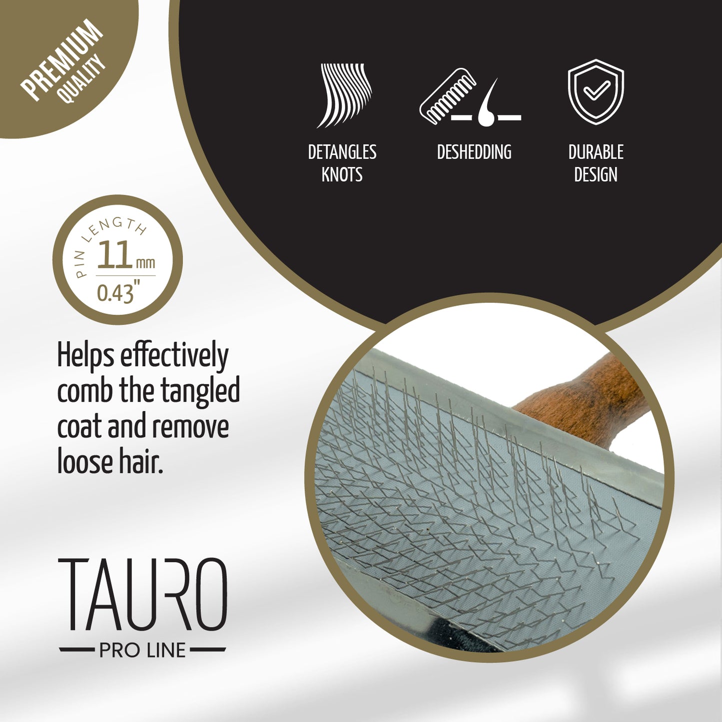 Tauro Pro Line Щітка з металевим обідком зубці 11 мм, L, 5,5 х 11,5 см