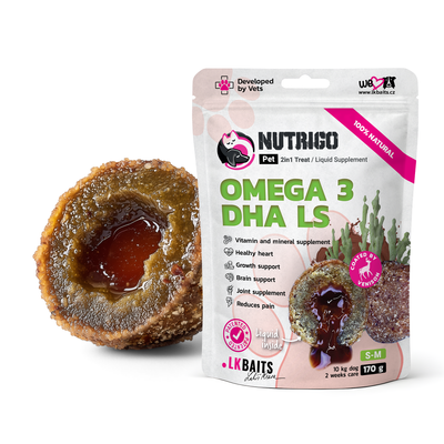 LK Baits Pet Nutrigo Omega-3 Algae S-M Функціональні ласощі для собак середніх порід з олією водоростей (Ø 20 мм), 170 г