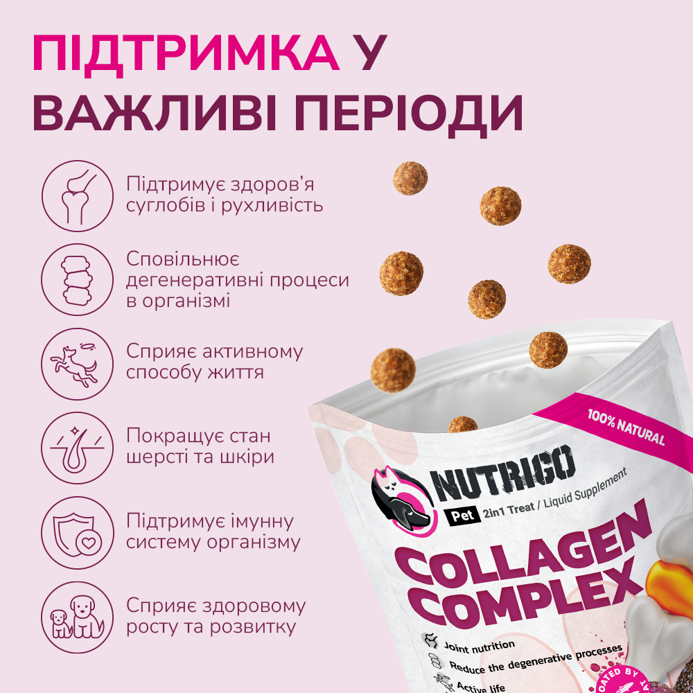 LK Baits Pet Nutrigo Collagen Complex Mini Функціональні ласощі для собак дрібних порід з колагеном (Ø 15 мм), 75 г