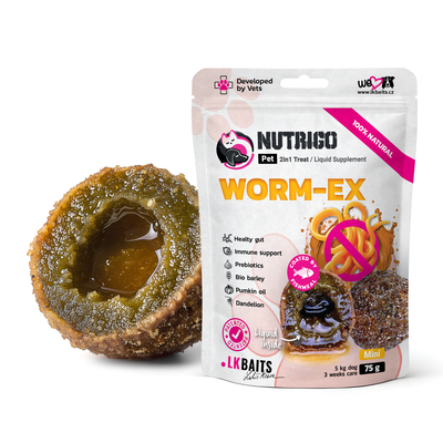 LK Baits Pet Nutrigo Worm-Ex Mini Функціональні ласощі для собак дрібних порід з рослинним комплексом для кишківника (Ø 