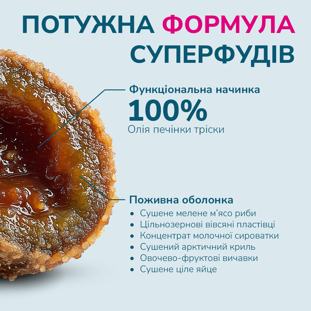 LK Baits Pet Nutrigo Cod Liver Oil S-M Функціональні ласощі для собак середніх порід з олією печінки тріски (Ø 20 мм), 1