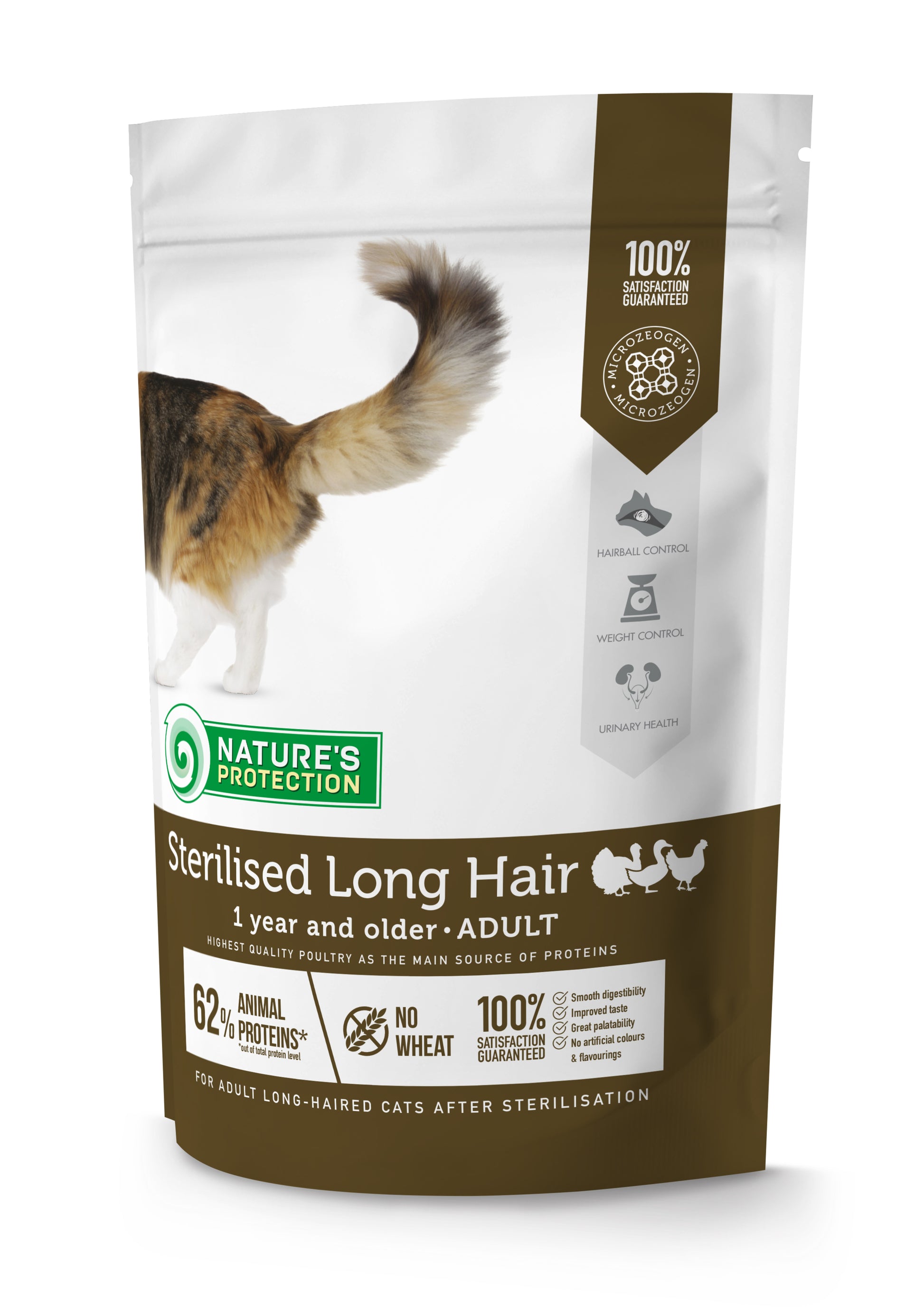 Nature's Protection Sterilised Long Hair Сухий корм для дорослих довгошерстих стерилізованих котів, 400 г