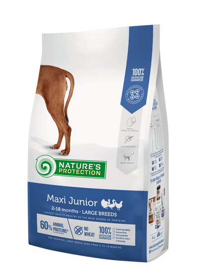 Nature's Protection Maxi Junior Large Breeds Сухий корм для цуценят великих порід з м'ясом птиці, 4 кг