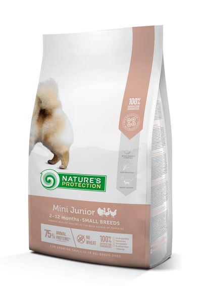 Nature's Protection Mini Junior Small Breeds Сухий корм для цуценят малих порід з м'ясом птиці, 7,5 кг