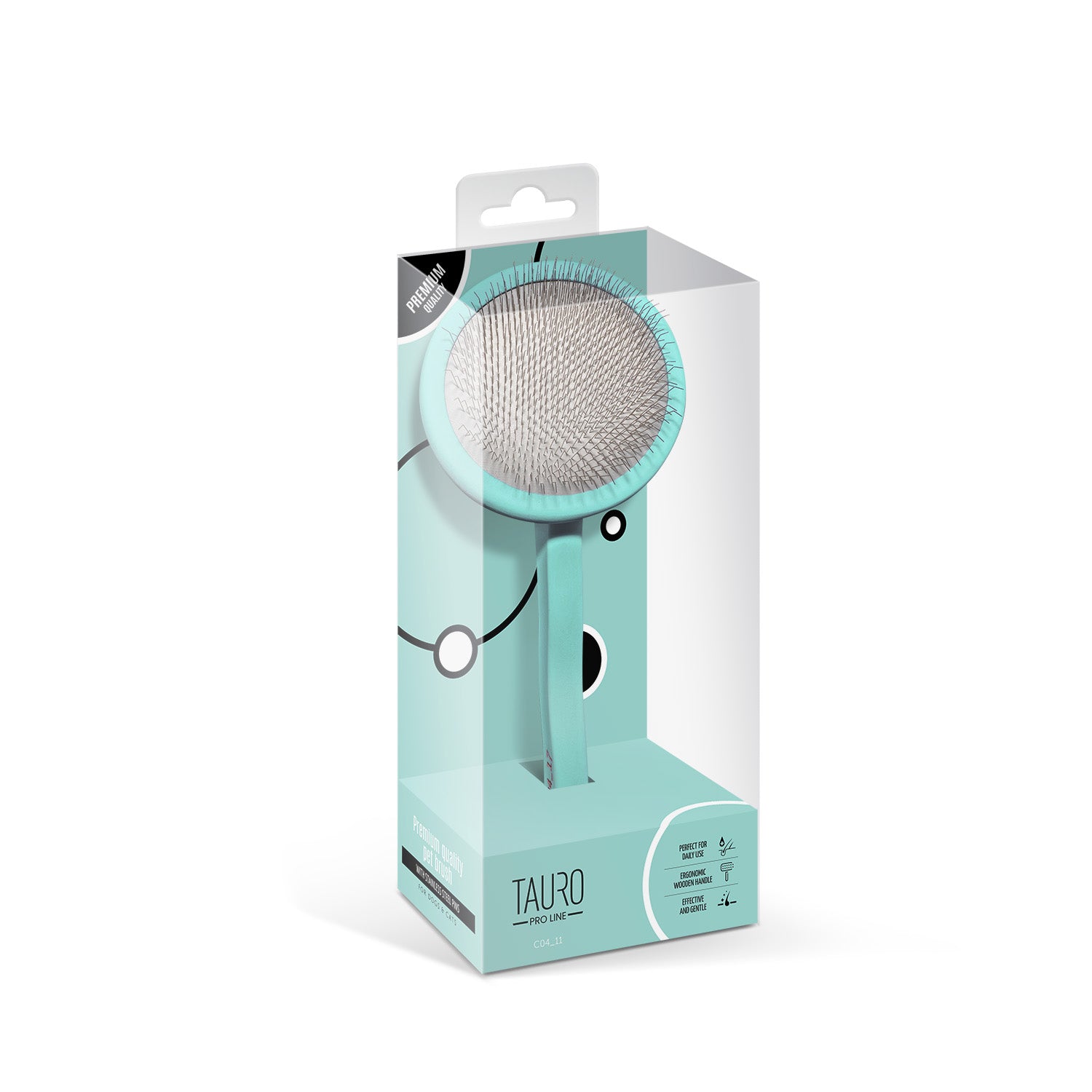 Tauro Pro Line Щітка дерев'яна кругла, зубці 11 мм, м'ятна, M, 9 х 19 см