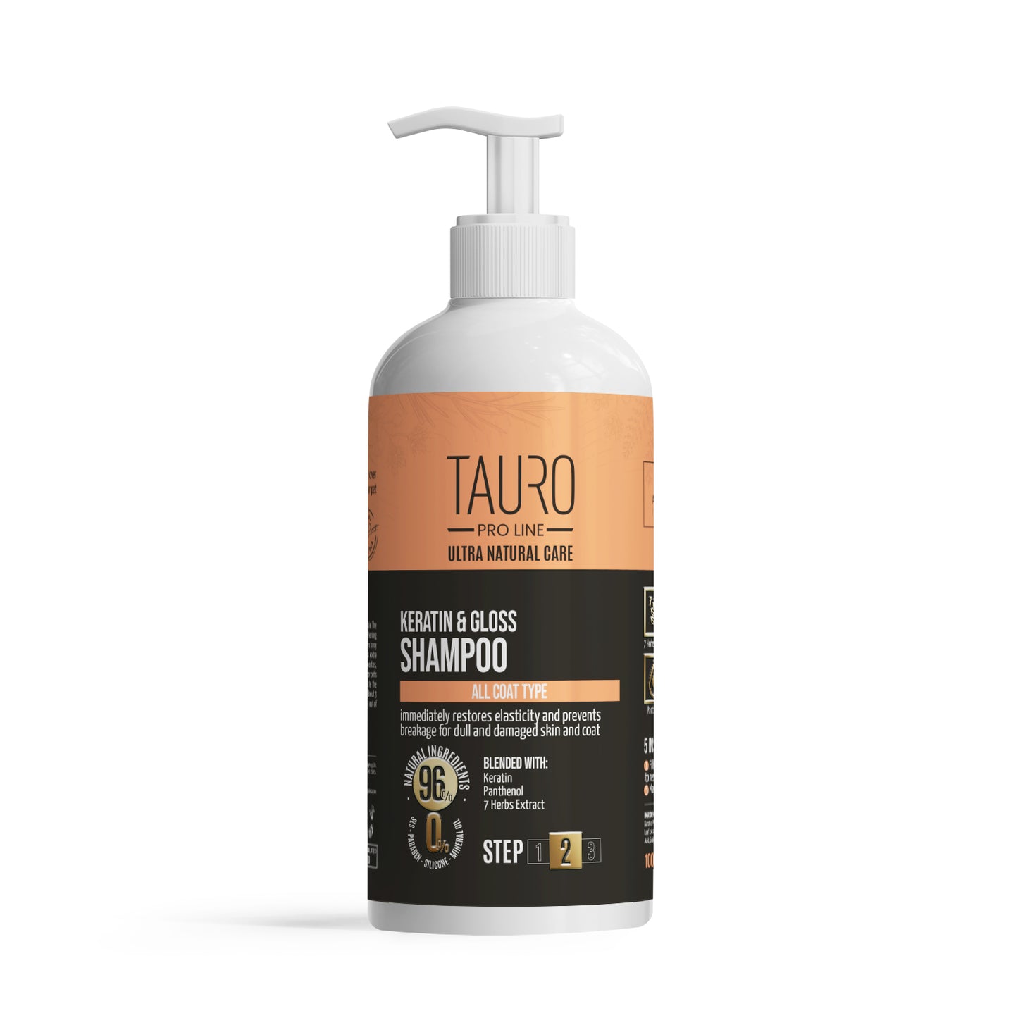 Tauro Pro Line Ultra Natural Care Keratin & Gloss Shampoo Кератиновий шампунь для шерсті собак і котів, 1000 мл
