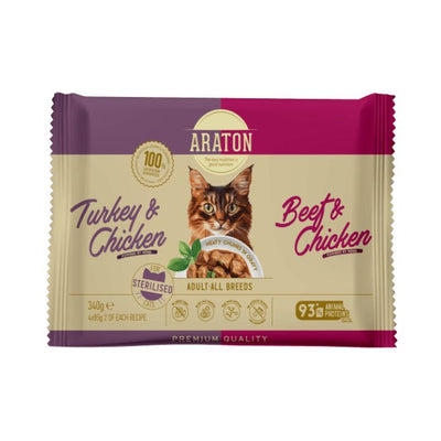 ARATON Sterilised Cats Set Adult Сет вологого корму для стерилізованих котів, 4x85 г