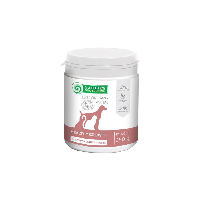 Nature's Protection Healthy Growth Харчова добавка для підтримки здоров'я зубів, суглобів та кісток собак та котів, 250 