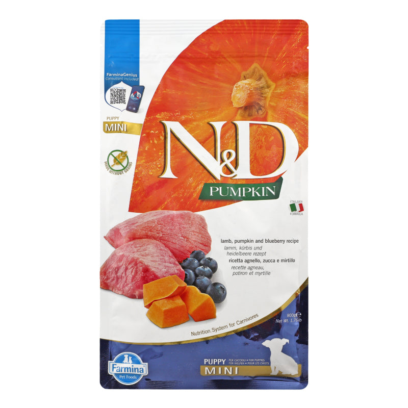Farmina N&D Grain Free PUMPKIN LAMB & BLUEBERRY PUPPY MINI сухий корм для цуценят 800 г