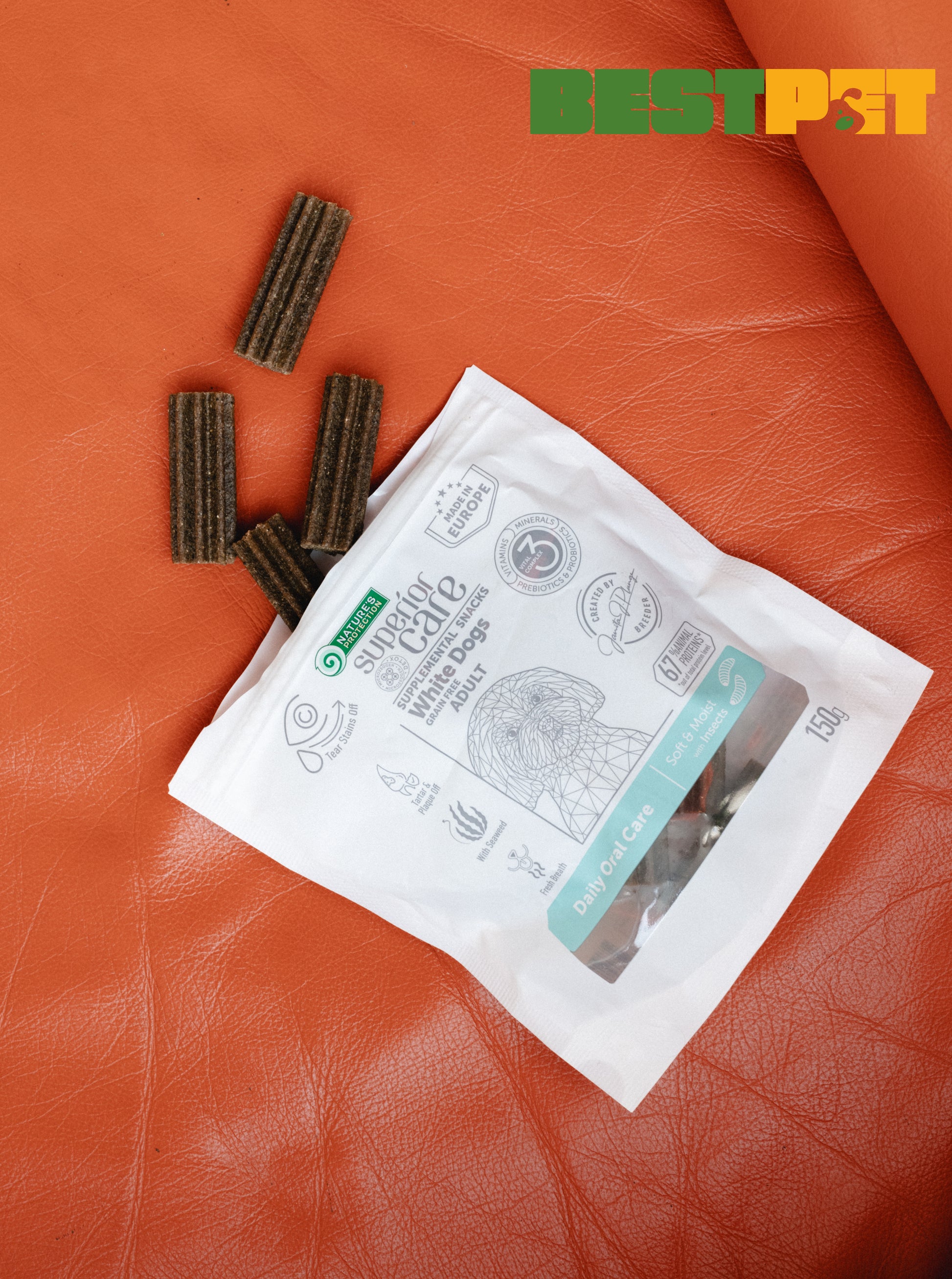 Nature's Protection Superior Care White Dogs Daily Oral Care Беззернові ласощі для дорослих собак із білим забарвленням 