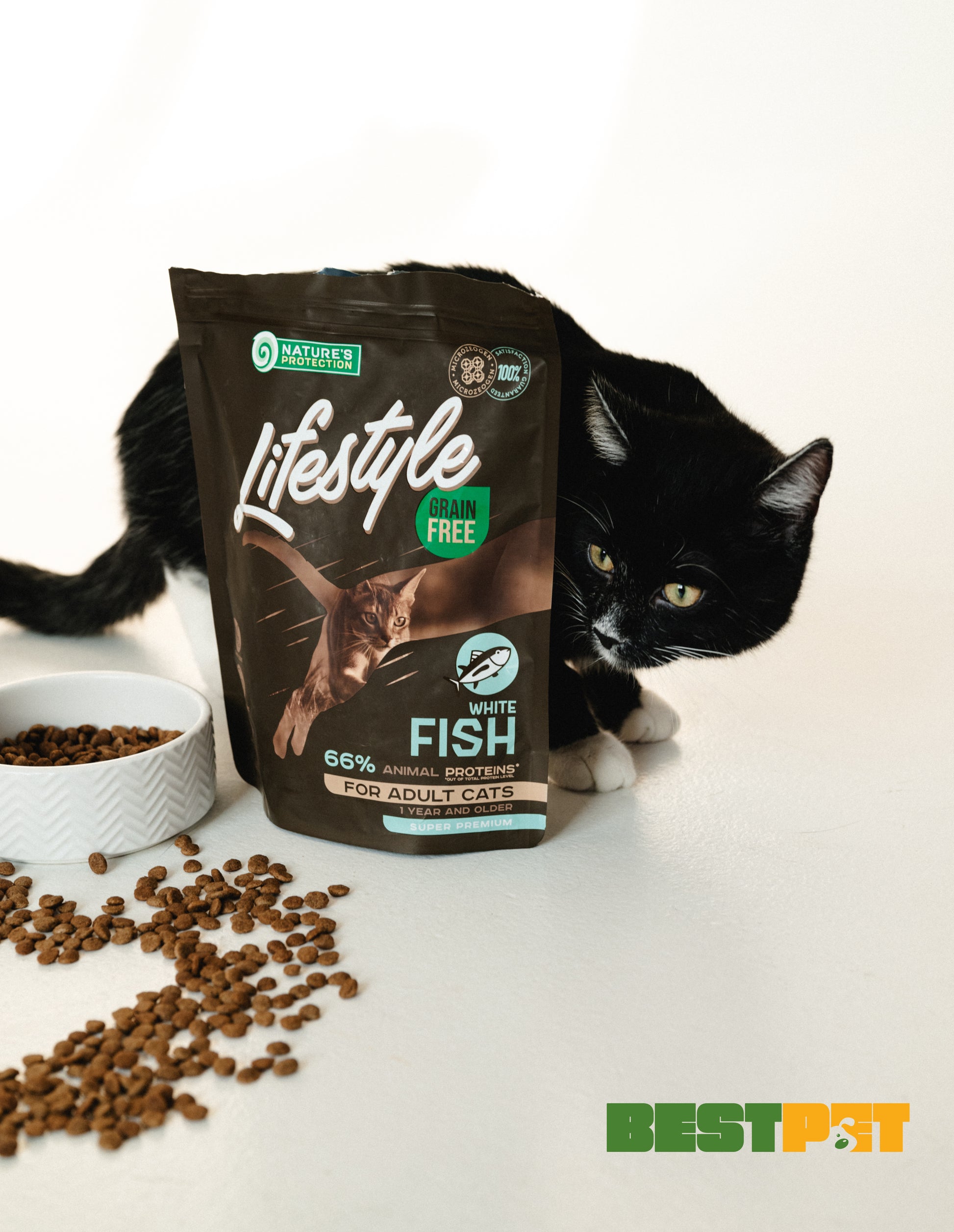 Nature's Protection Lifestyle Adult White fish Сухий беззерновий корм для котів з білою рибою, 400 г