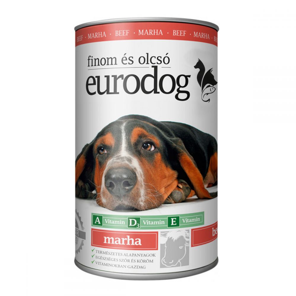 Корм вологий EuroDog Beef для собак шматочки в желе з яловичиною 415 г