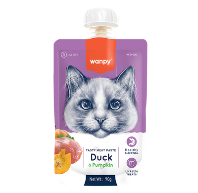 Wanpy крем-пюре качка з гарбузом, рідкий корм для котів, 90 г