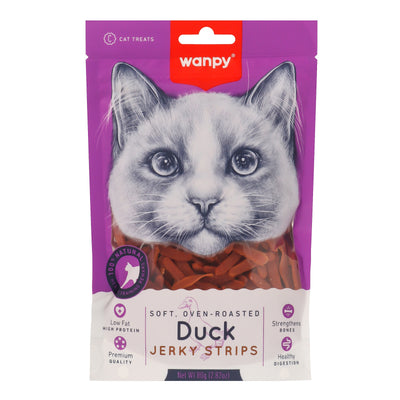 Wanpy Duck Jerky Strips в'ялене філе качки смужками, ласощі для котів, 80 г