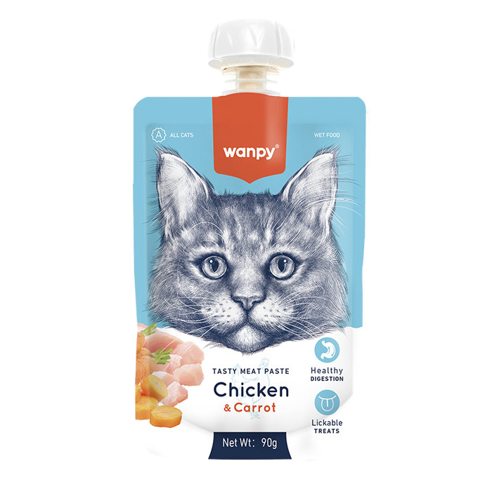 Wanpy крем-пюре курка з морквою, рідкий корм для котів, 90 г
