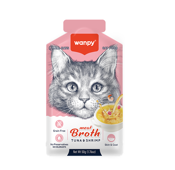Wanpy Meat Broths суп з тунцем і креветкою, вологий корм для котів, 50 г