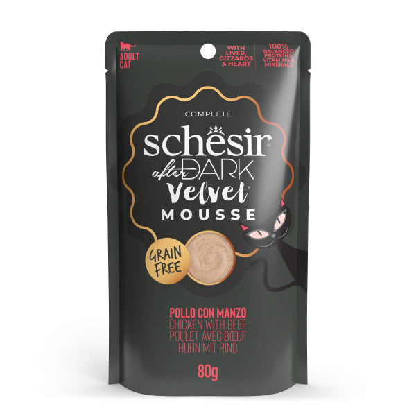 Schesir After Dark курка з яловичиною, мус, консерви для котів, пауч, 80 г