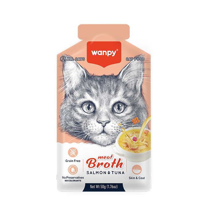Wanpy Meat Broths суп з лососем і тунцем, вологий корм для котів, 50 г