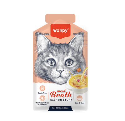 Wanpy Meat Broths суп з лососем і тунцем, вологий корм для котів, 50 г