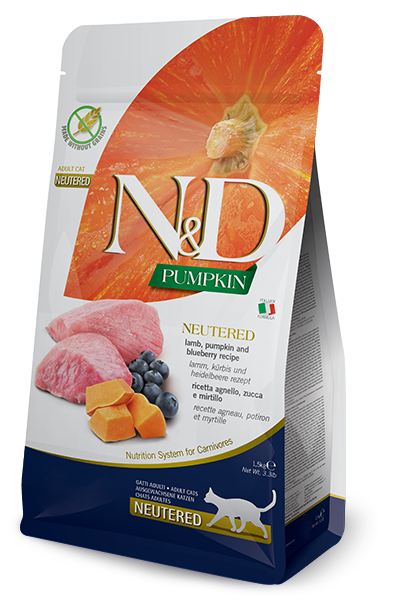 Farmina N&D Grain Free PUMPKIN LAMB & BLUEBERRY NEUTERED ADULT сухий корм для стерилізованих кішок 1,5 кг