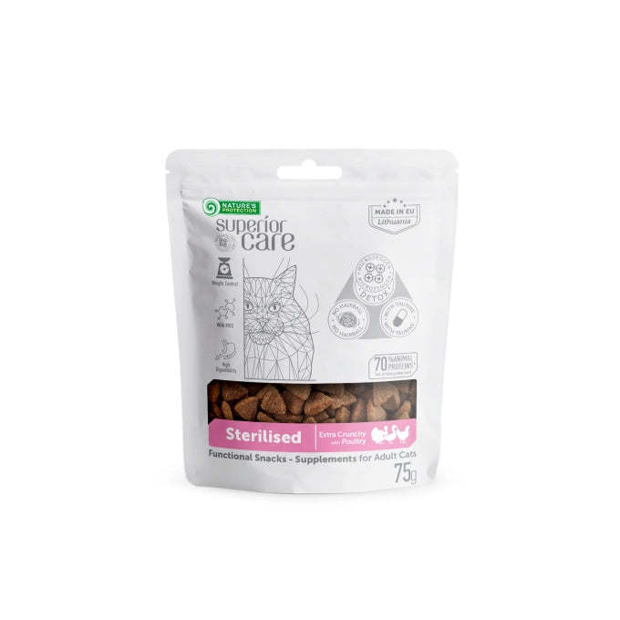 Nature's Protection Superior Care Sterilised Ласощі для стерилізованих котів з птицею, 75 г