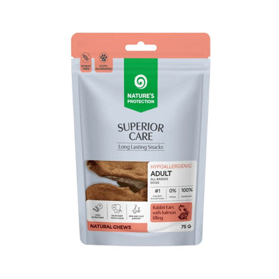 Nature's Protection Superior Care Rabbit Ears with Salmon Filling Ласощі для собак кролячі вушка з начинкою з лосося, 75