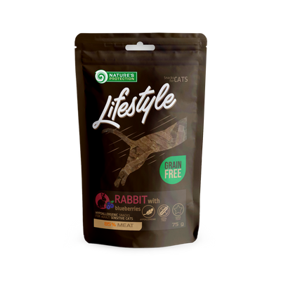 Nature's Protection Lifestyle Rabbit with blueberries Ласощі для котів кролик з чорницею, 75 г