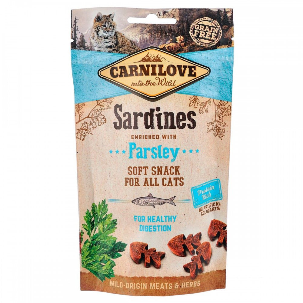 Ласощі Carnilove Cat Semi Moist Snack Sardine with Parsley для котів з чутливим травленням з сардиною та петрушкою 50 г