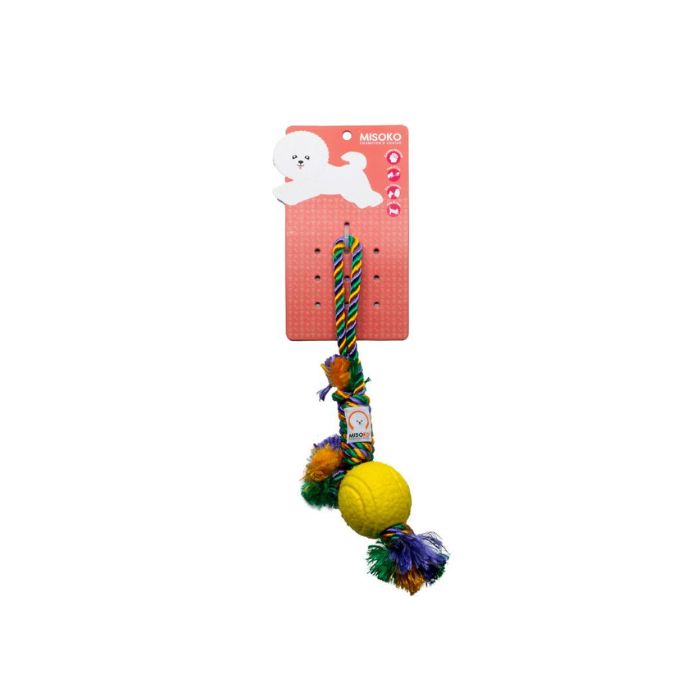 MISOKO Іграшка для собак з мотузкою та м'ячиком жовта 36 см
