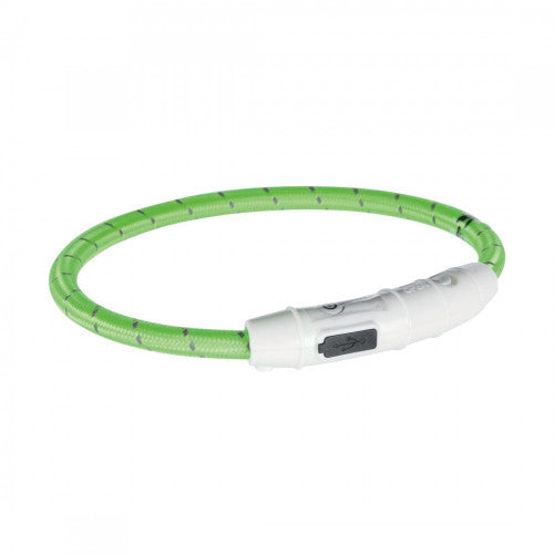Нашийник Trixie Flash Light Ring USB для собак з підсвічуванням силіконовий зелений розмір M-L 45 см/7 мм