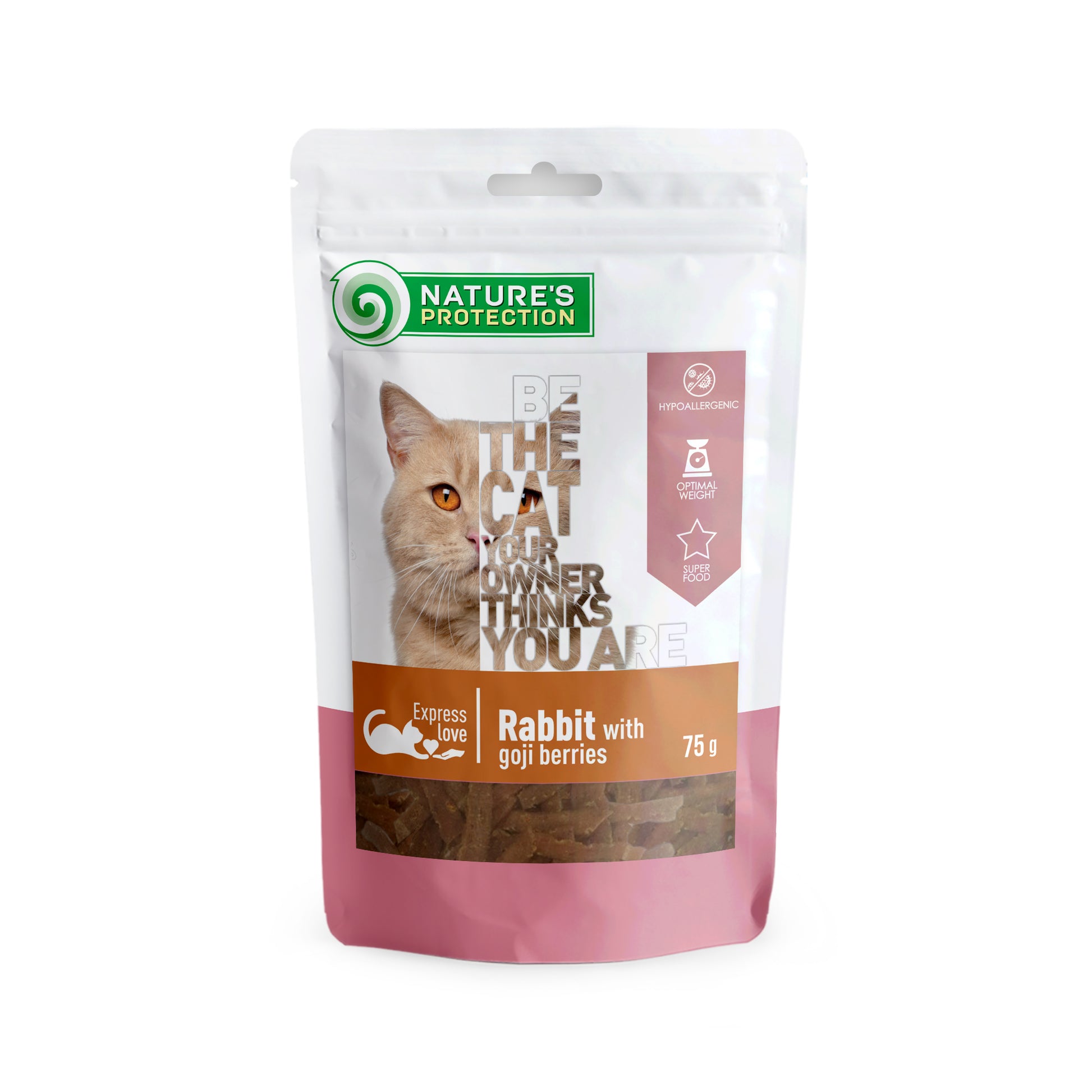 Nature's Protection Rabbit with goji berries Ласощі для котів снеки з кролика з ягодами годжі, 75 г