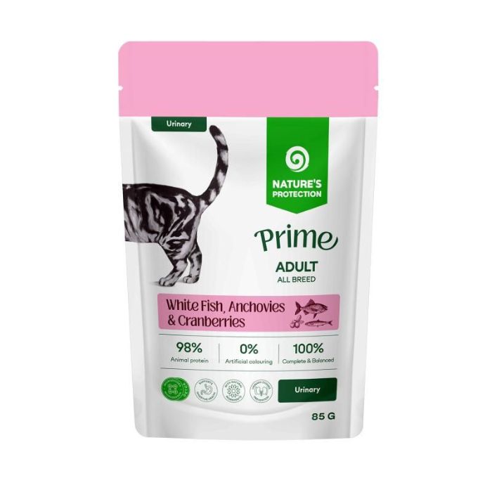 Nature's Protection Prime Urinary Adult Cats White Fish, Anchovies and Cranberries Вологий корм для котів для підтримки 