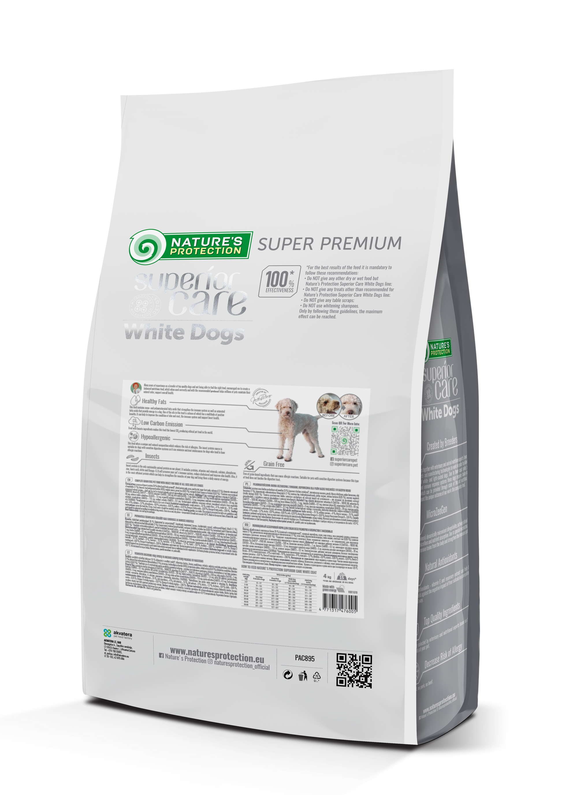 Nature's Protection Superior Care White Dogs Grain Free Insect All Sizes&Life Stages Сухий беззерновий корм для собак ус
