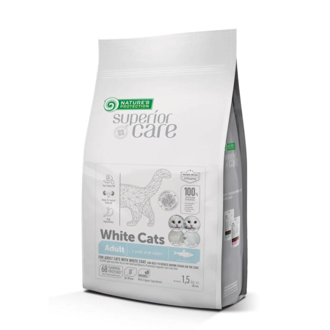 Nature's Protection Superior Care White Cats Grain Free Herring Сухий беззерновий корм для дорослих котів з білим забарв