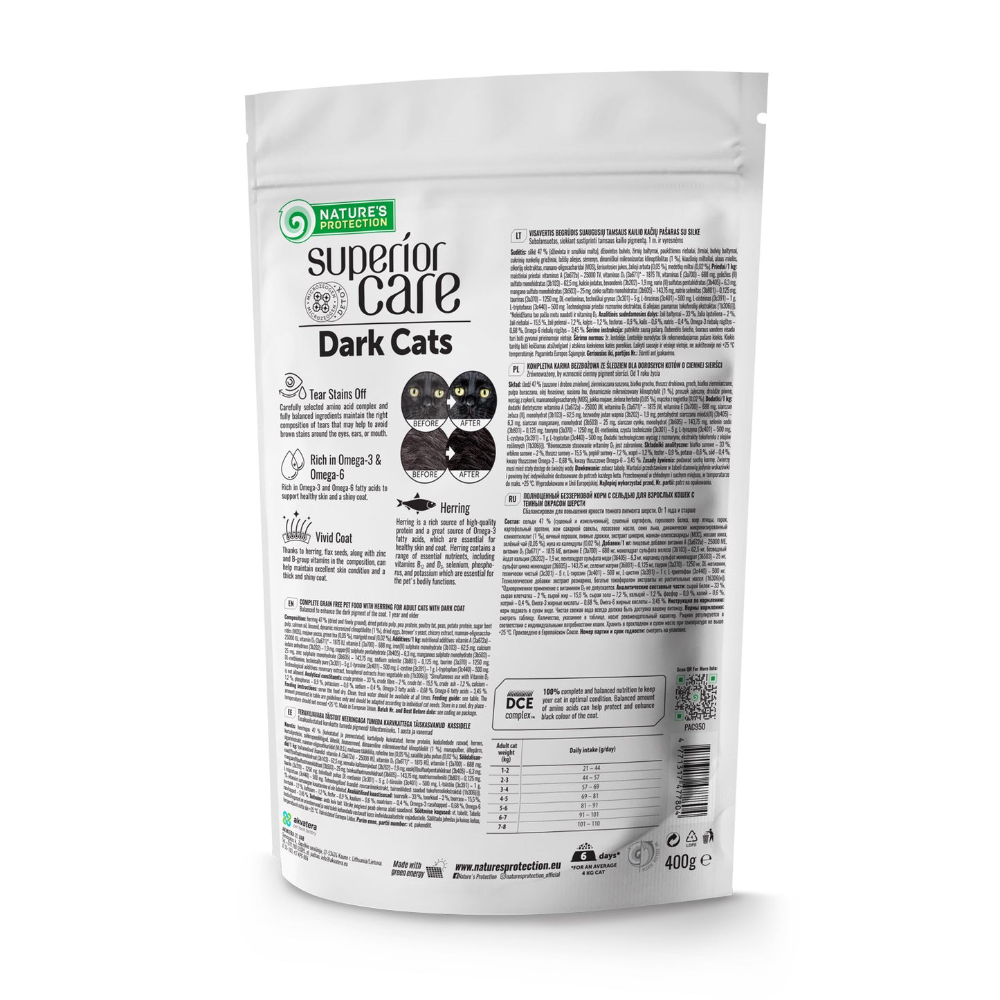 Nature's Protection Superior Care Dark Cats Grain Free Herring Сухий беззерновий корм для дорослих котів з темним забарв