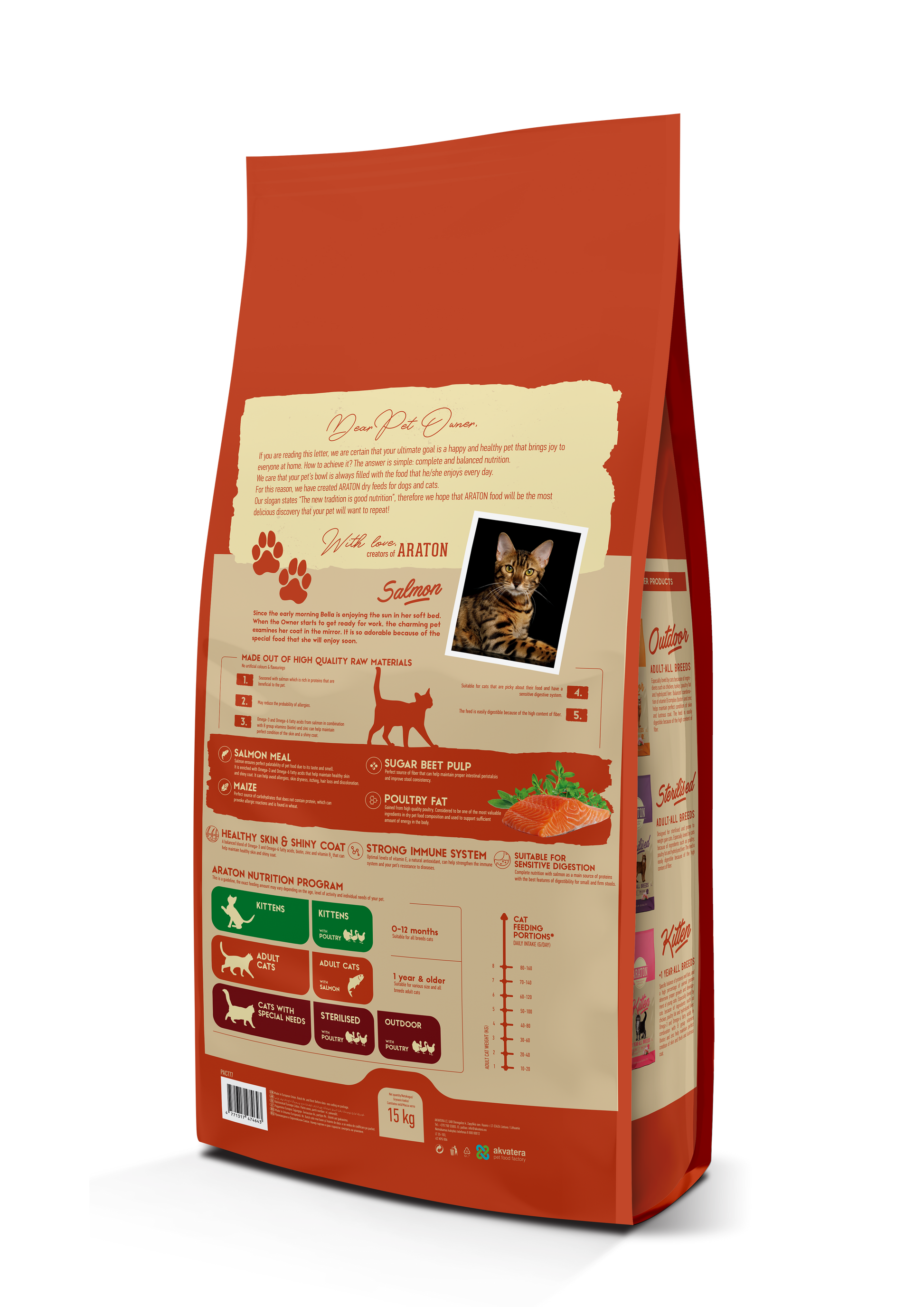ARATON Salmon Adult All Breeds Сухий корм з лососем для дорослих котів 15 кг