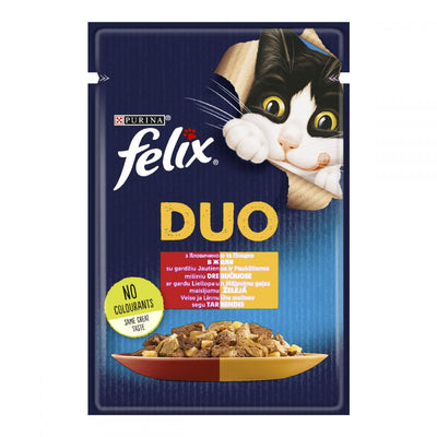 FELIX Fantastic Duo, З яловичиною та птицею, Шматочки у желе, консерва 26×85 г