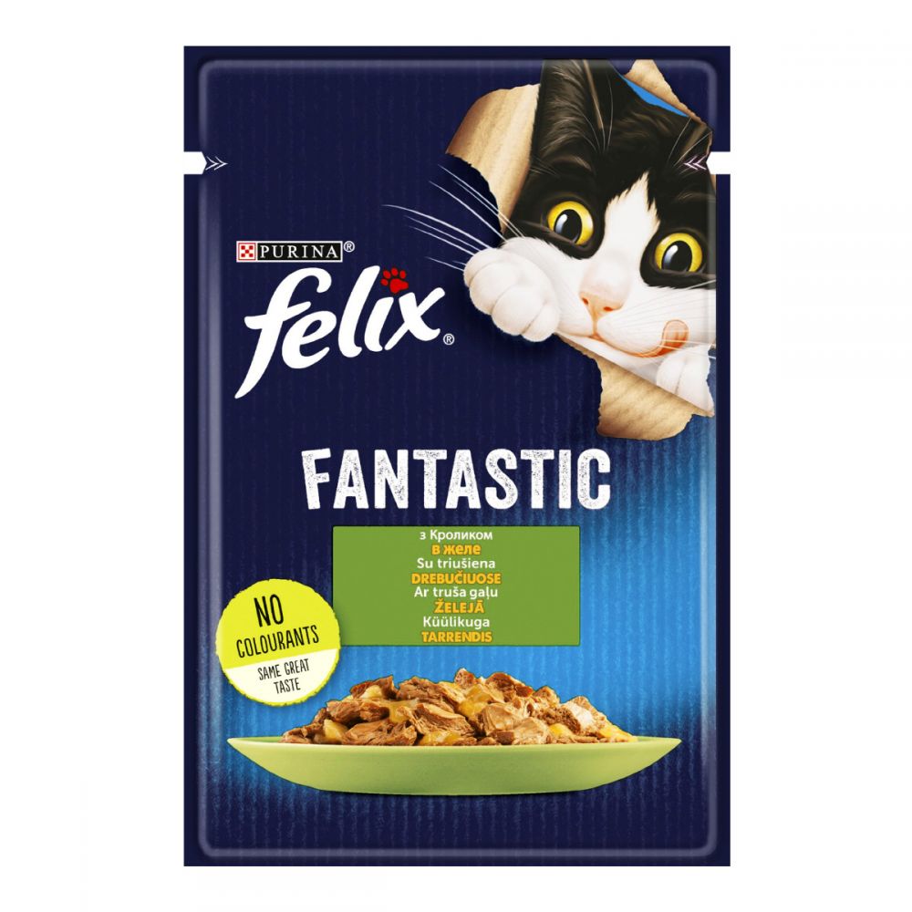 FELIX Fantastic, З кроликом, Шматочки у желе, консерва 26×85 г