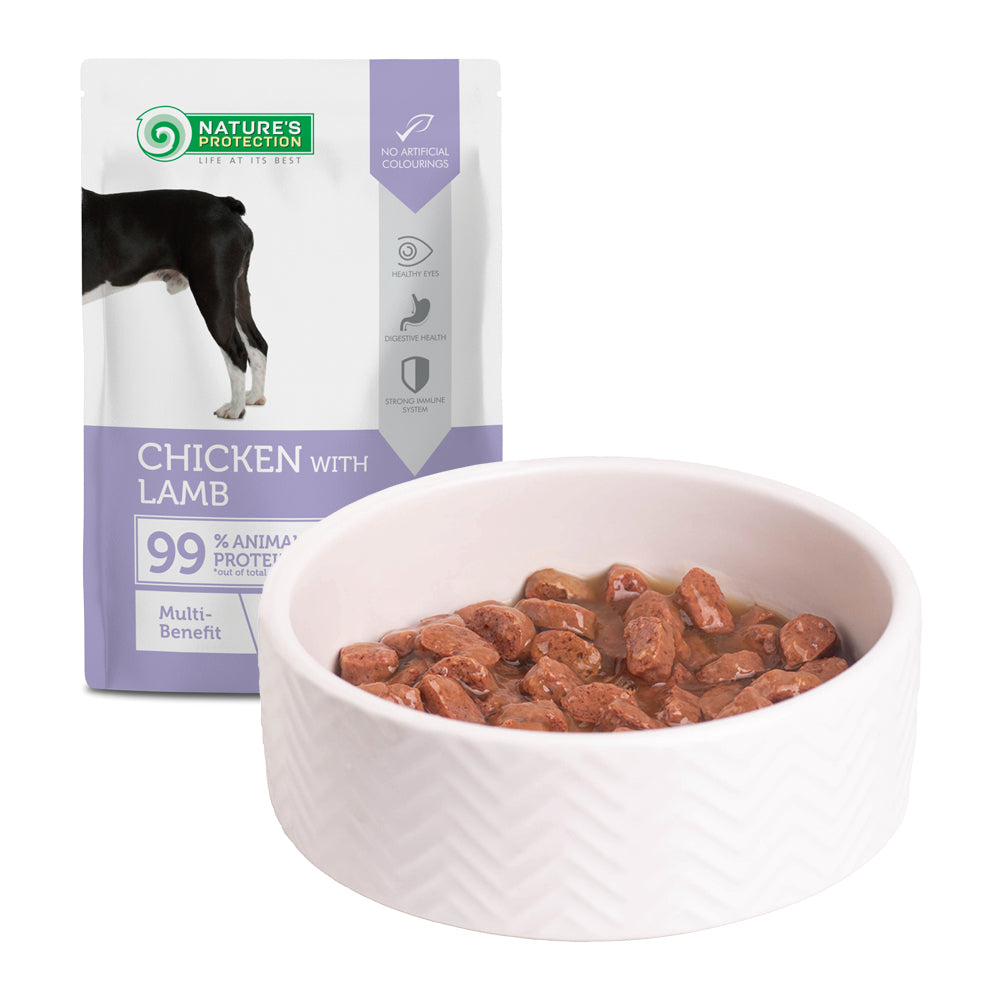 Nature’s Protection Adult Multi-benefit Chicken with Lamb Вологий корм для собак мульті-користь з куркою і ягням, 100 г
