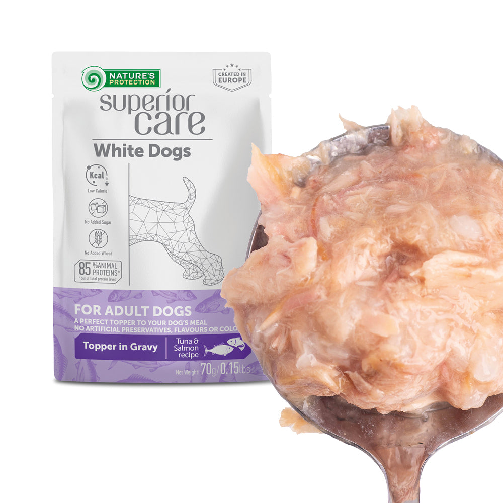 Nature's Protection Superior Care White Dogs Adult Tuna & Salmon Додатковий вологий корм для собак з білим забарвленням 