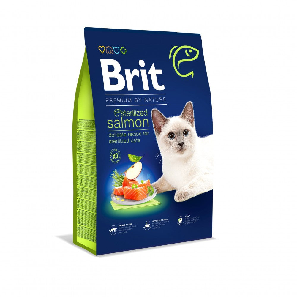 Корм сухий Brit Premium by Nature Cat Sterilized Salmon для стерилізованих котів з лососем 8 кг