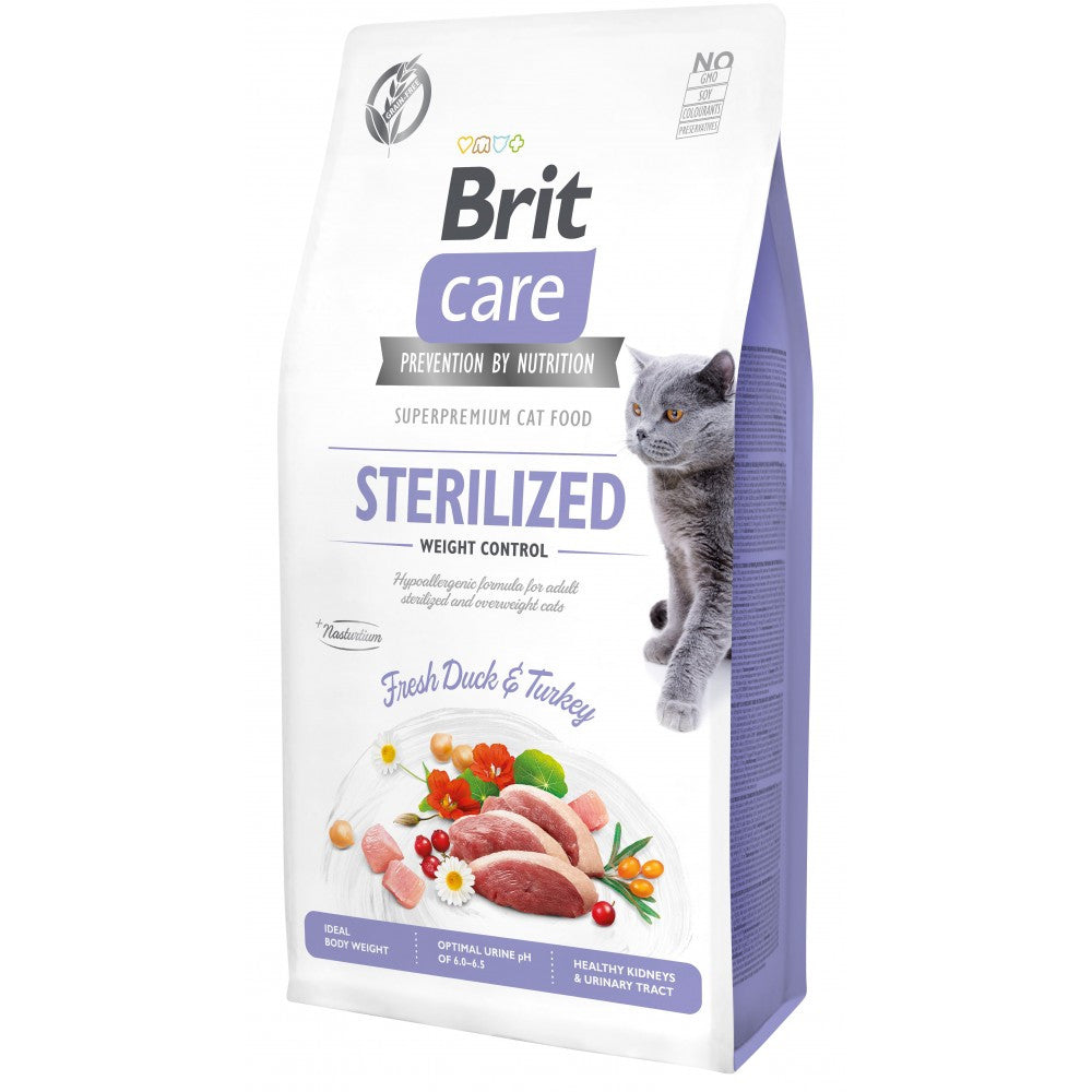 Корм сухий Brit Care Cat Grain Free Sterilized Weight Control для стерилізованих котів з надмірною вагою з качкою та індичкою 7 кг